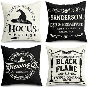 Set of 4 Halloween Pillow Covers 18x18 - Hocus Pocus‎ Home/Farmhouse Decor